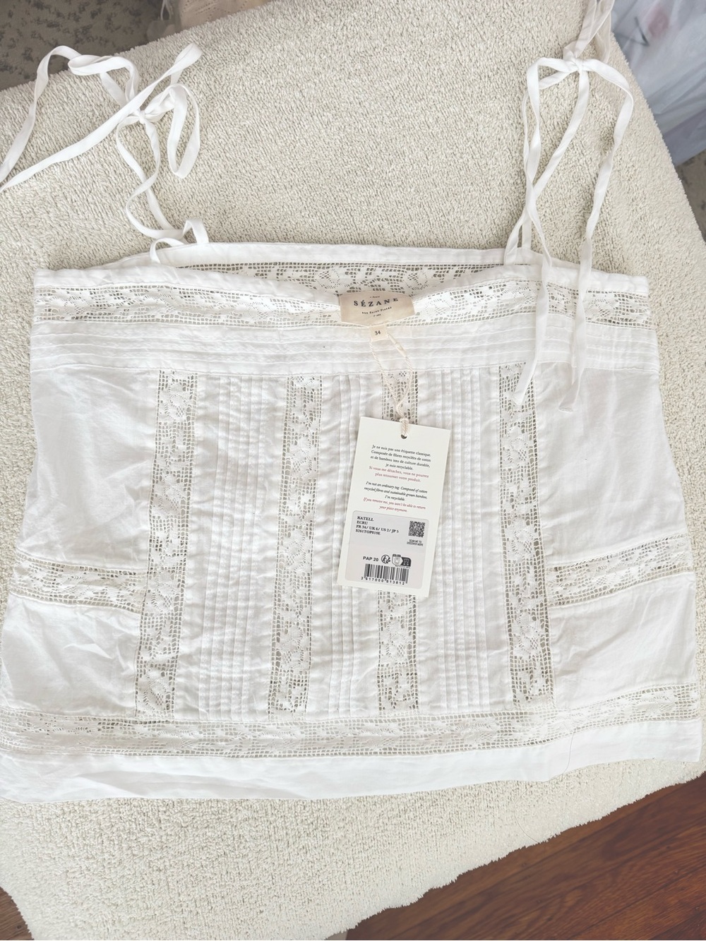 Sezane Katell White Lace Trim Cami Top - Picture 11 of 11